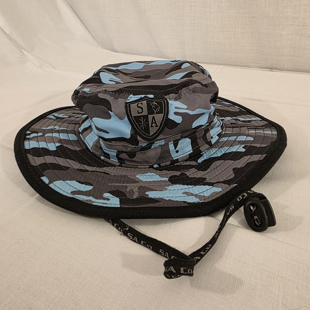 Blue and Black Camo  Fishing/Boating Bucket Hat, 50% UPF